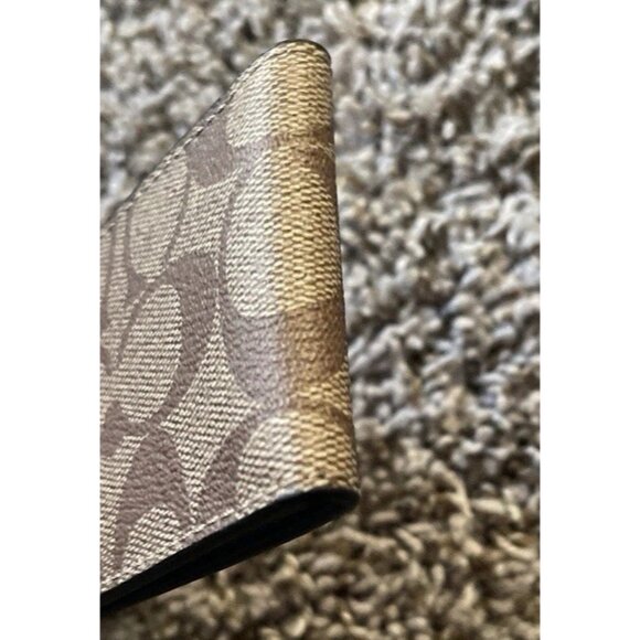 COACH Bi-fold Slim Card Case Signature Canvas Brown & Blue Insert For Wallet - Picture 7 of 14